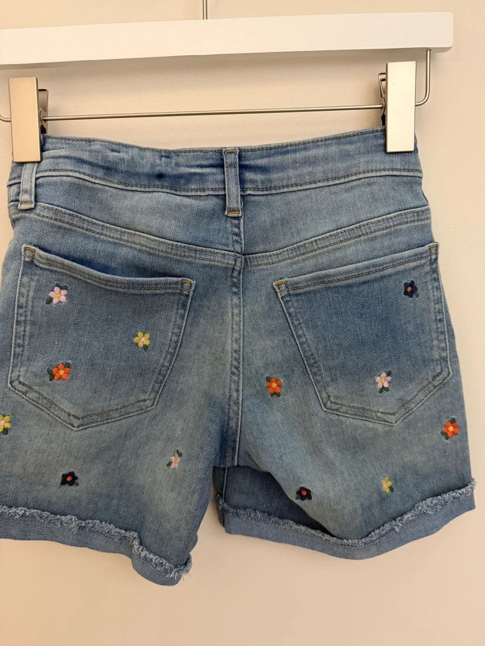 GAP Light Blue Embroidered Denim Midi Shorts